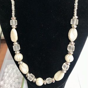 White and Silver Beaded Necklace
